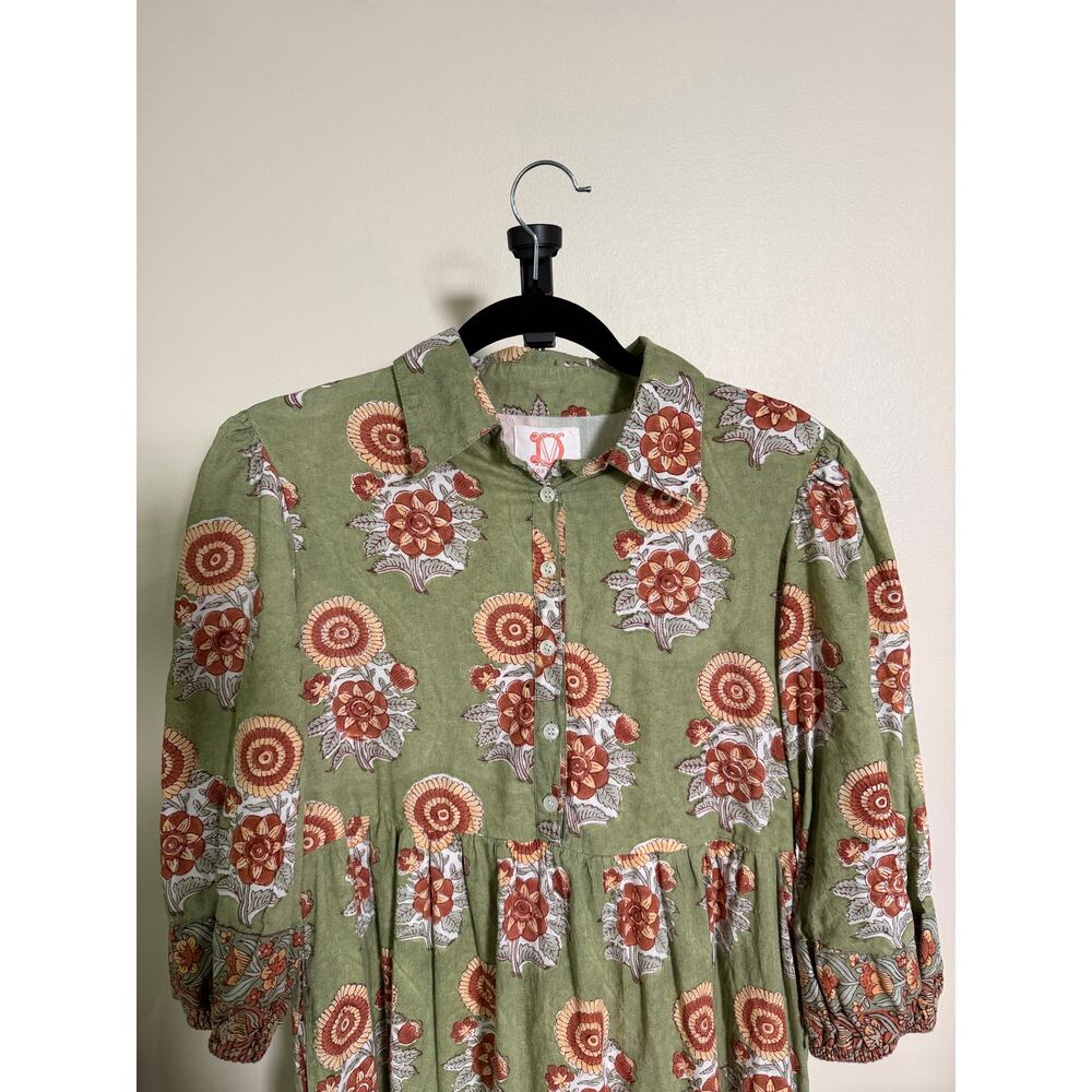 Victoria Dunn 100% Cotton Button Up Bust Maxi Dress Size M - Picture 3 of 6